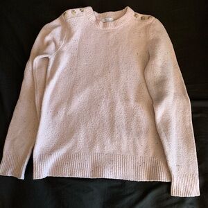 Suzy Shier Soft Pink Crew Neck Sweater with Button Details
